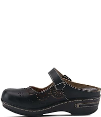 L'ARTISTE Aneria Laser Cut Leather Mary Jane Clogs