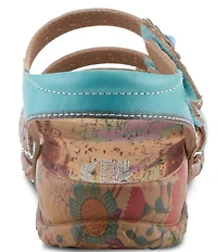 L'ARTISTE Anewtrio Leather Floral Applique Sandals