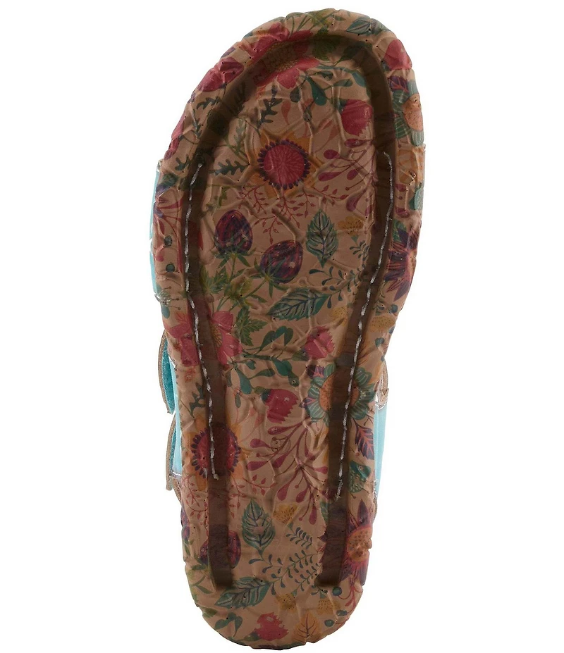 L'ARTISTE Anewtrio Leather Floral Applique Sandals