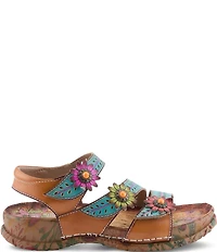 L'ARTISTE Anewtrio Leather Floral Applique Sandals
