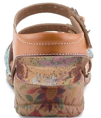 L'ARTISTE Anewtrio Leather Floral Applique Sandals