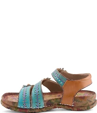 L'ARTISTE Anewtrio Leather Floral Applique Sandals