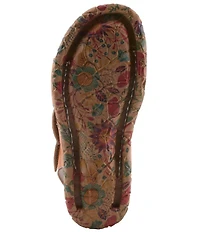 L'ARTISTE Anewtrio Leather Floral Applique Sandals