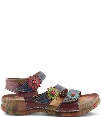 L'ARTISTE Anewtrio Leather Floral Applique Sandals