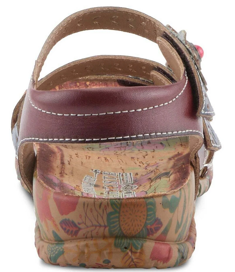 L'ARTISTE Anewtrio Leather Floral Applique Sandals