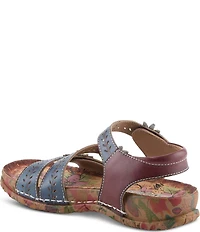 L'ARTISTE Anewtrio Leather Floral Applique Sandals