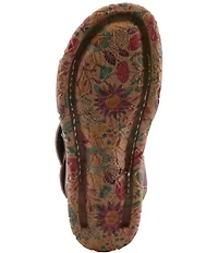 L'ARTISTE Anewtrio Leather Floral Applique Sandals