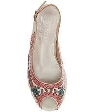 L'ARTISTE Artdevivre Leather Slingback Platform Peep Toe Wedges