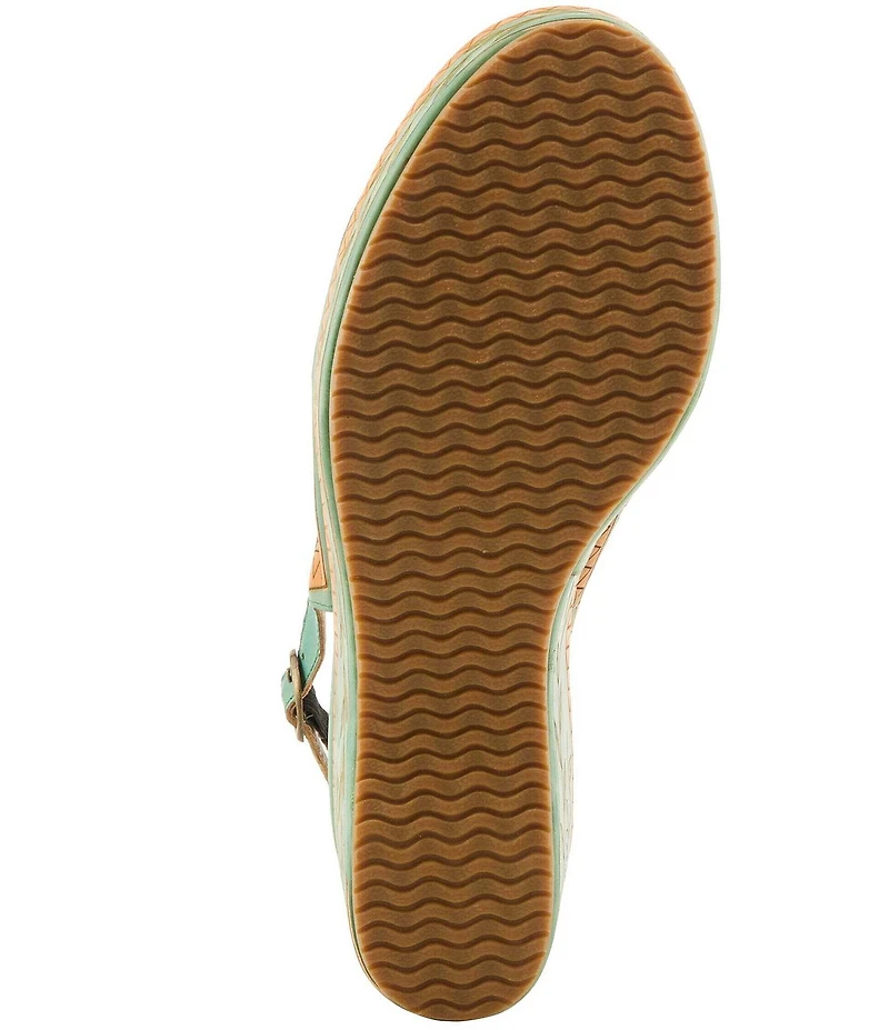 L'ARTISTE Artdevivre Leather Slingback Platform Peep Toe Wedges