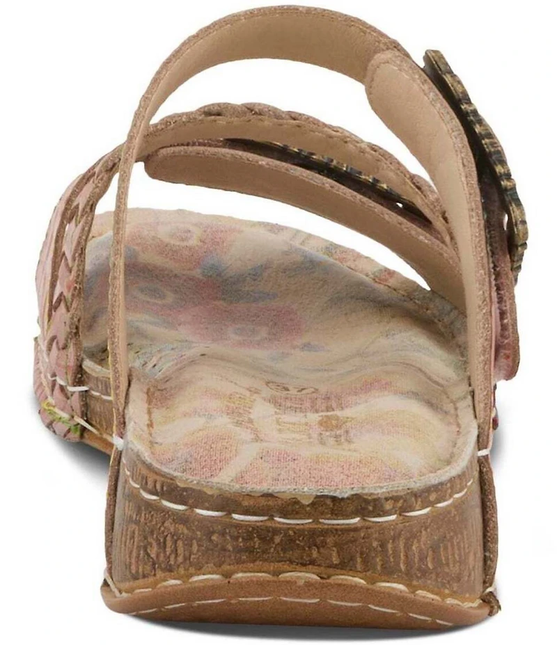 L'ARTISTE Astra Leather Buckle Hardware Slide Sandals