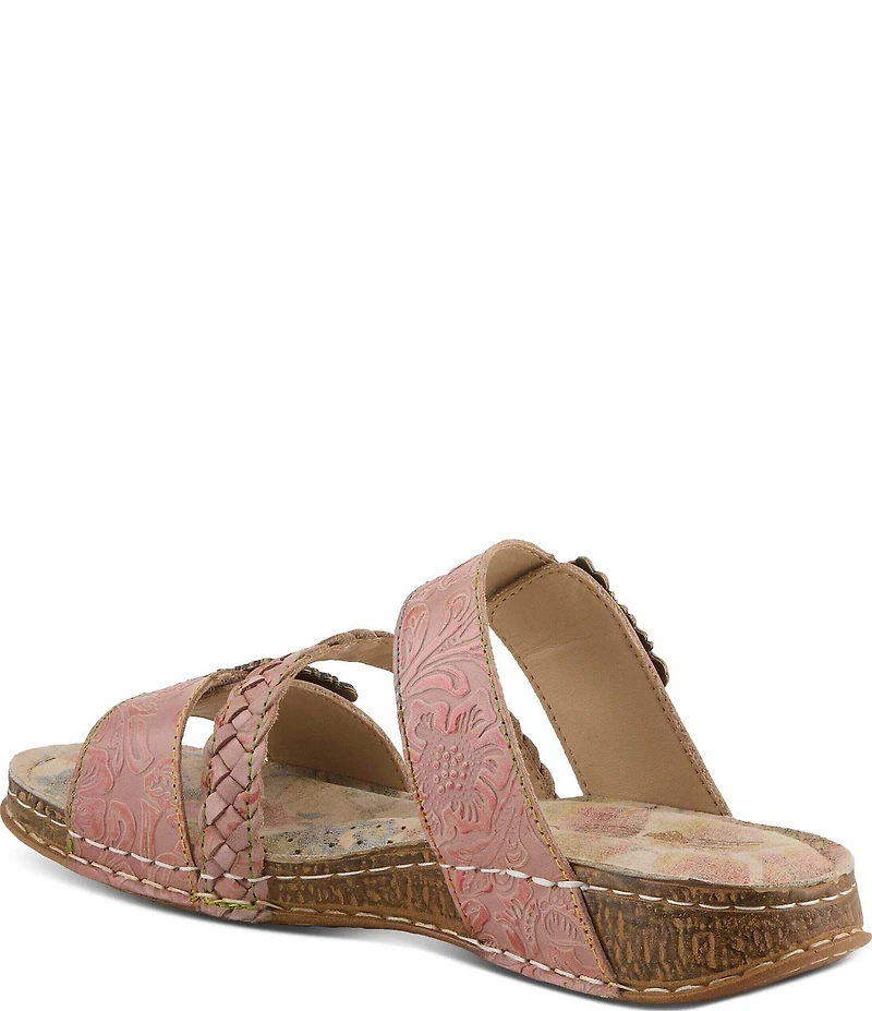 L'ARTISTE Astra Leather Buckle Hardware Slide Sandals