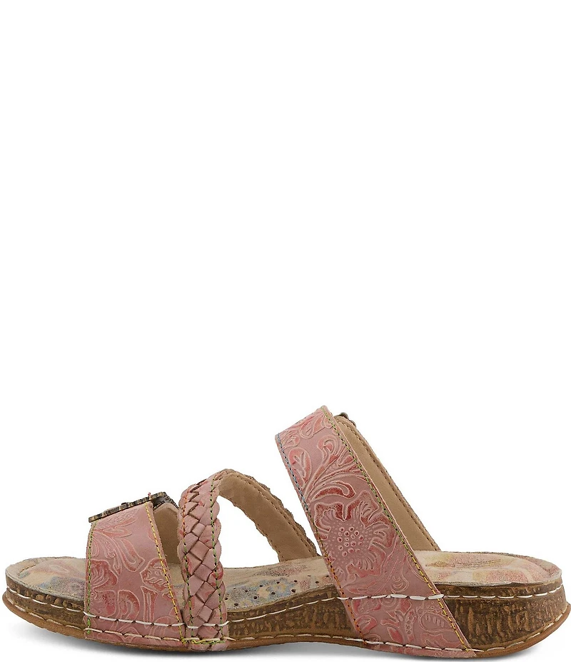 L'ARTISTE Astra Leather Buckle Hardware Slide Sandals