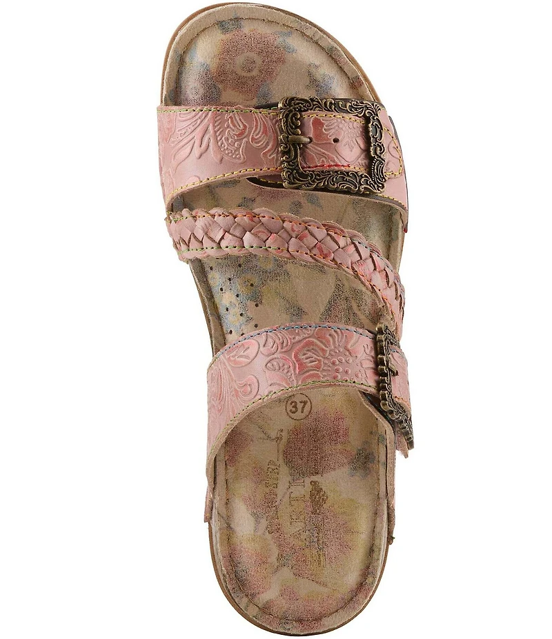 L'ARTISTE Astra Leather Buckle Hardware Slide Sandals
