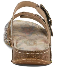 L'ARTISTE Astra Leather Buckle Hardware Slide Sandals