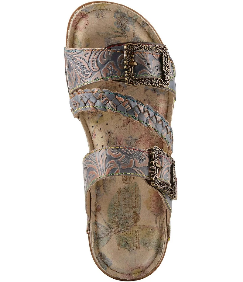 L'ARTISTE Astra Leather Buckle Hardware Slide Sandals