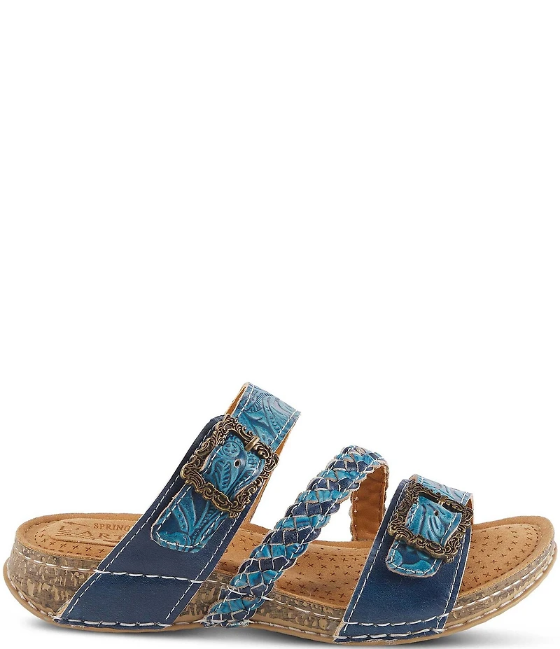 L'ARTISTE Astra Leather Buckle Hardware Slide Sandals