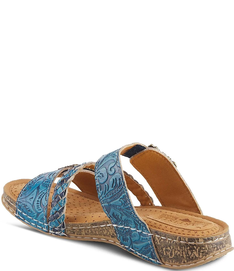 L'ARTISTE Astra Leather Buckle Hardware Slide Sandals