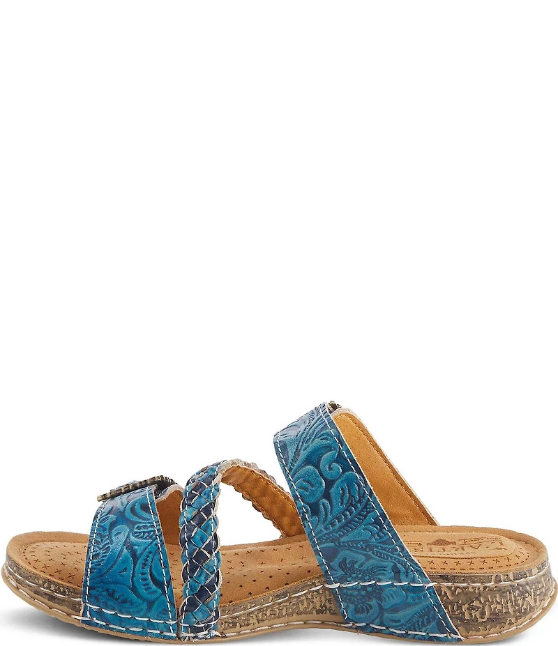 L'ARTISTE Astra Leather Buckle Hardware Slide Sandals