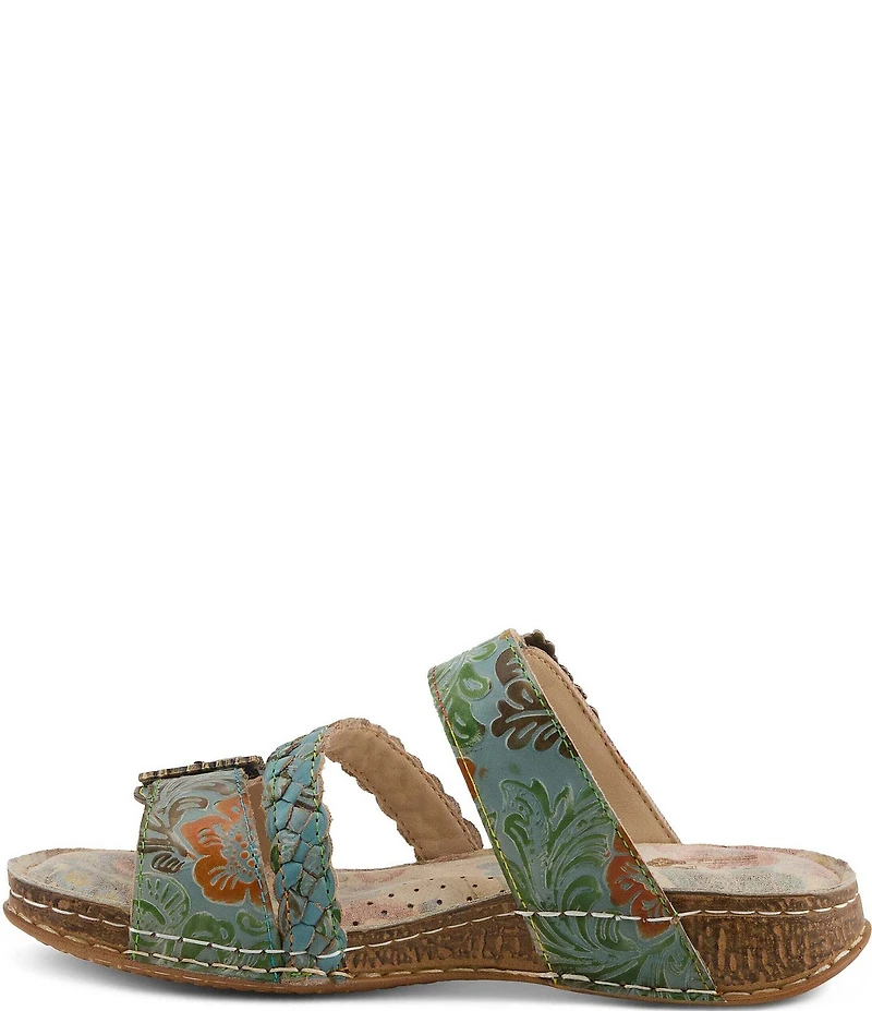 L'ARTISTE Astra Leather Buckle Hardware Slide Sandals