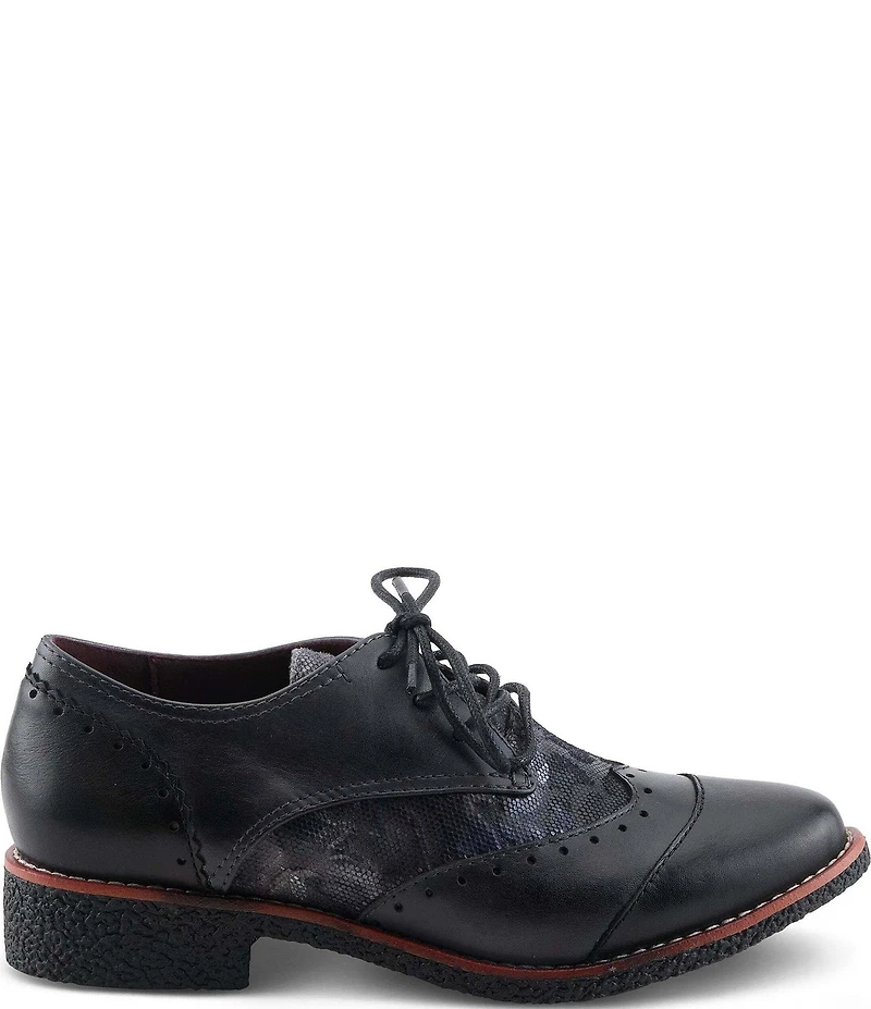 L'ARTISTE Bargiasti Leather and Floral Print Oxfords
