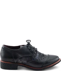 L'ARTISTE Bargiasti Leather and Floral Print Oxfords