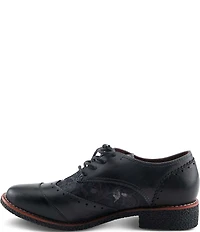 L'ARTISTE Bargiasti Leather and Floral Print Oxfords
