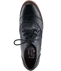 L'ARTISTE Bargiasti Leather and Floral Print Oxfords