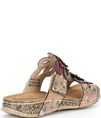 L'ARTISTE Beaudie Floral Painted Leather Slide Sandals