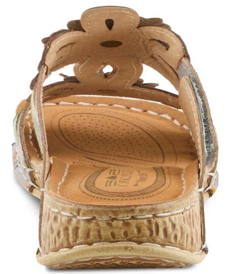 L'ARTISTE Beaudie Floral Painted Leather Slide Sandals