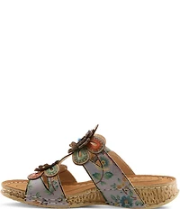 L'ARTISTE Beaudie Floral Painted Leather Slide Sandals