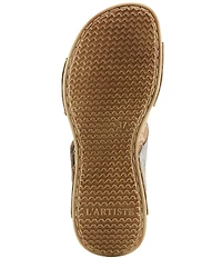 L'ARTISTE Beaudie Floral Painted Leather Slide Sandals