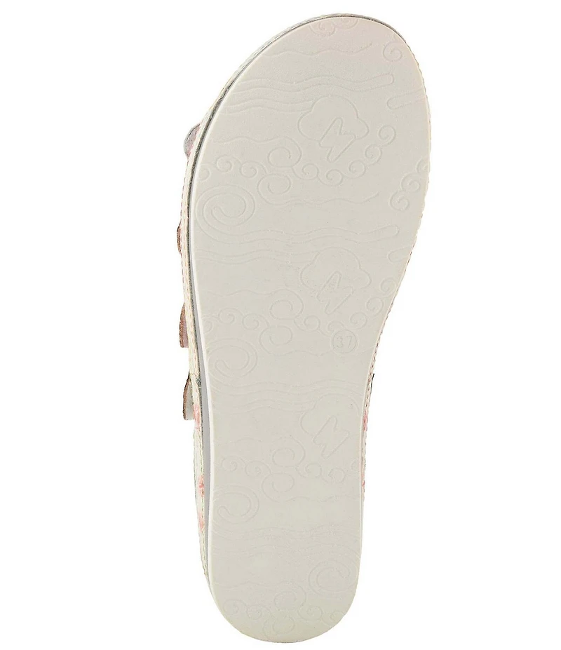 L'ARTISTE Bellini Hand-Painted Embossed Floral Leather Slide Sandals