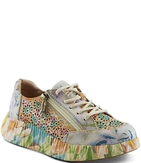 L'ARTISTE Bloomington Leather Laser Cut Floral Sneakers