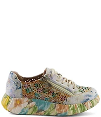 L'ARTISTE Bloomington Leather Laser Cut Floral Sneakers