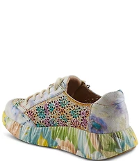 L'ARTISTE Bloomington Leather Laser Cut Floral Sneakers