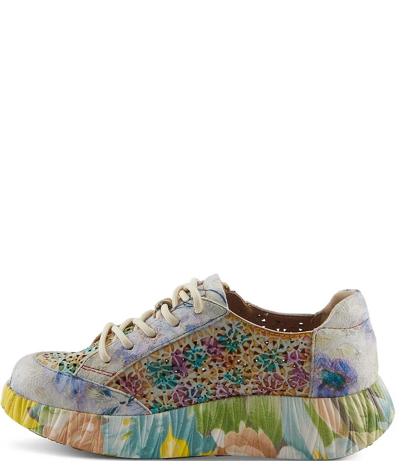L'ARTISTE Bloomington Leather Laser Cut Floral Sneakers