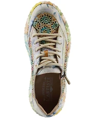 L'ARTISTE Bloomington Leather Laser Cut Floral Sneakers