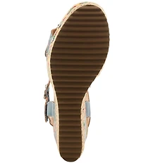 L'ARTISTE Boca Hand-Painted Leather Flower Ornament Platform Wedge Sandals