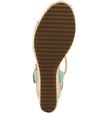 L'ARTISTE Boca Hand-Painted Leather Flower Ornament Platform Wedge Sandals