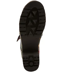 L'ARTISTE Brazza Floral Embossed Leather and Embroidered Faux Fur Lined Buckle Straps Booties