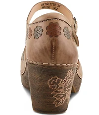 L'ARTISTE Bridgitte Floral Painted Leather Mary Jane Pumps