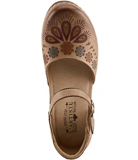 L'ARTISTE Bridgitte Floral Painted Leather Mary Jane Pumps