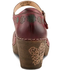 L'ARTISTE Bridgitte Floral Painted Leather Mary Jane Pumps