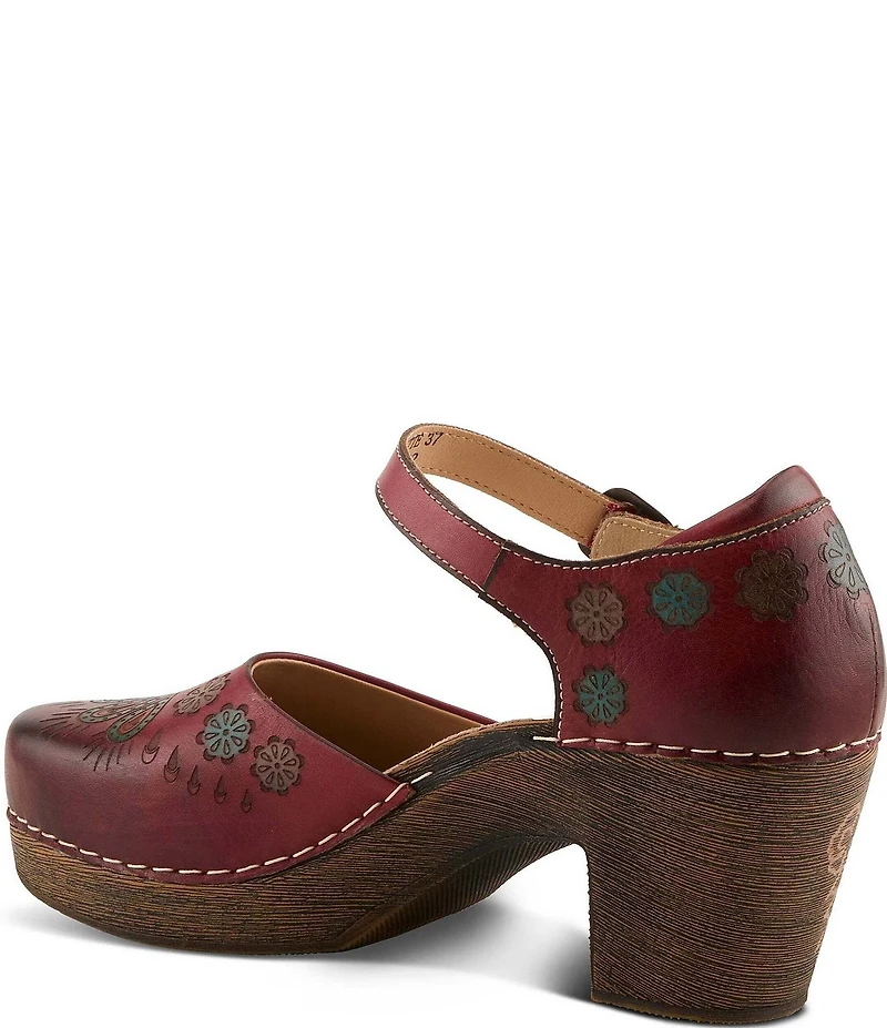 L'ARTISTE Bridgitte Floral Painted Leather Mary Jane Pumps