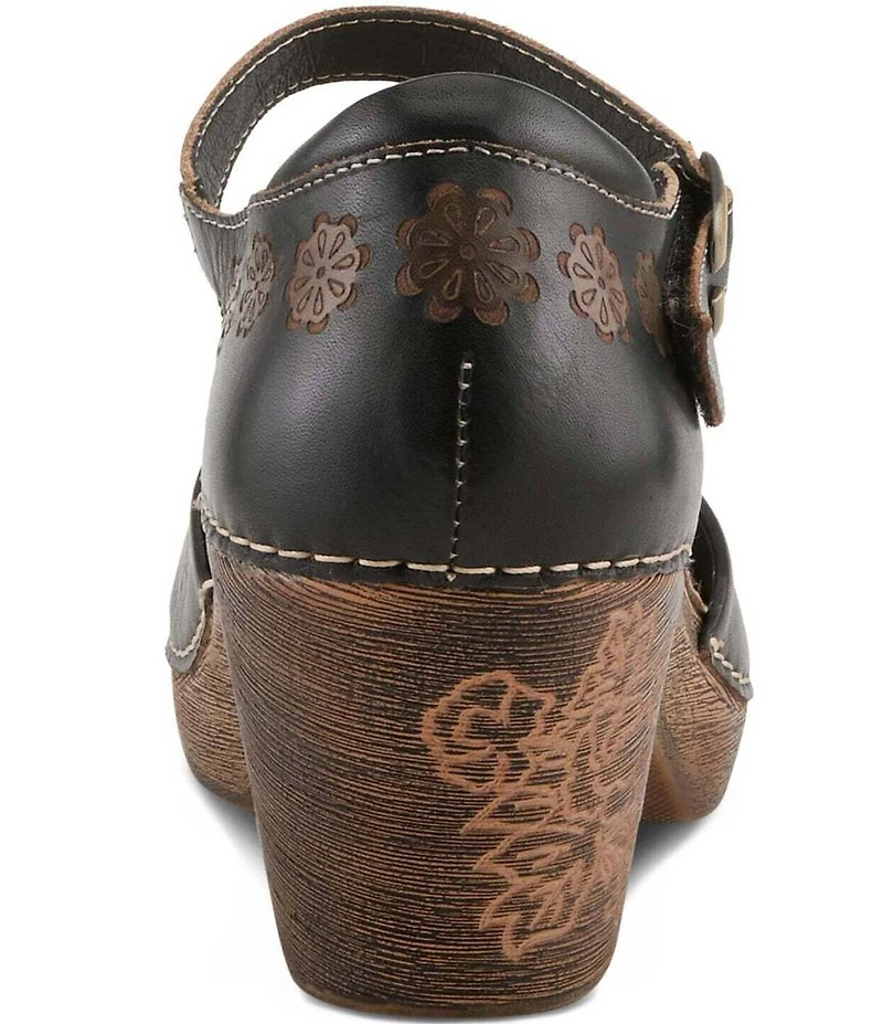 L'ARTISTE Bridgitte Floral Painted Leather Mary Jane Pumps