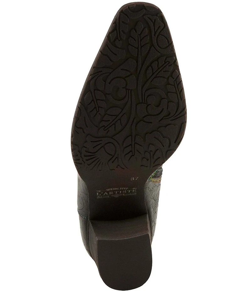 L'ARTISTE Brydie Floral Leather Faux Fur Lined Western Booties