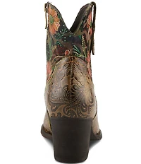 L'ARTISTE Brydie Floral Leather Faux Fur Lined Western Booties