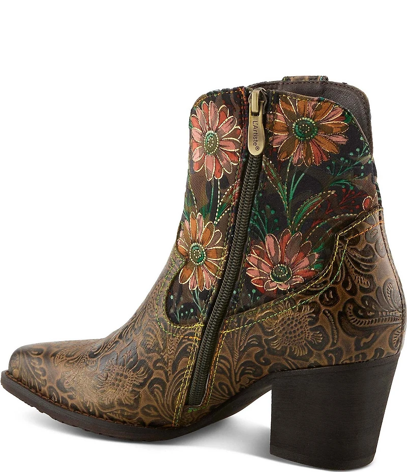 L'ARTISTE Brydie Floral Leather Faux Fur Lined Western Booties