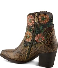 L'ARTISTE Brydie Floral Leather Faux Fur Lined Western Booties
