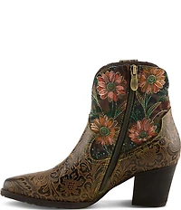 L'ARTISTE Brydie Floral Leather Faux Fur Lined Western Booties